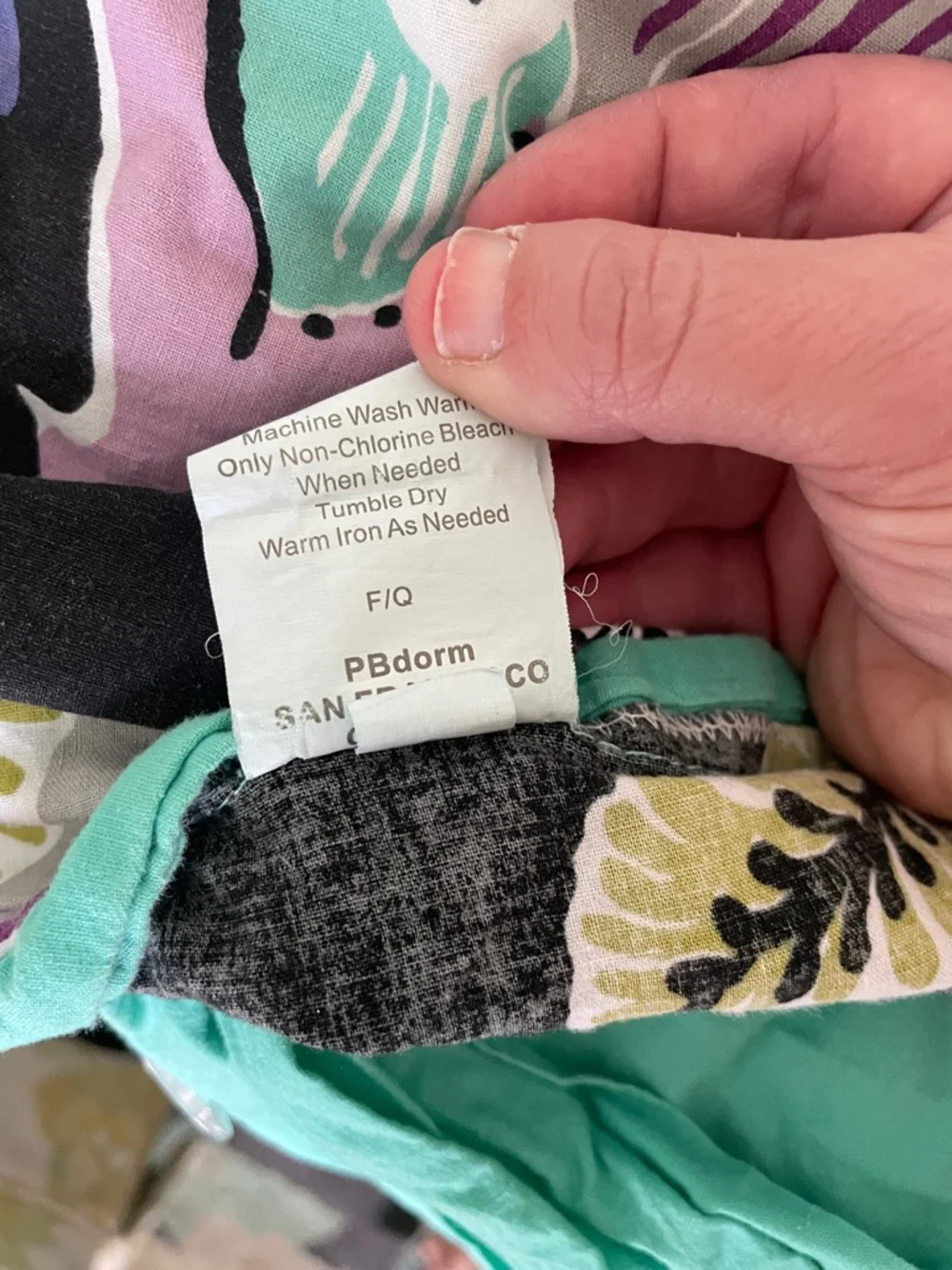 Pottery Barn Teen Black Floral Duvet Cover with Teal Pink Purple Accents